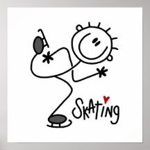 Simple Stick Figure Ice Skating T-shirts and Gifts Print