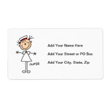 Simple Stick Figure Nurse Tshirts and Gifts Personalized Shipping Label