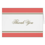 Simple Stripe Coral Thank You Note Greeting Cards
