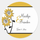 Simple Sunflowers 1.5" Round Wedding Sticker