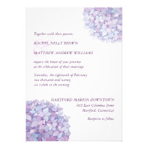 Simple Trendy Purple Hydrangeas Wedding Invitation