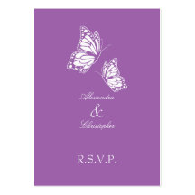 Simple Violet Butterfly RSVP Note Mini Business Card Templates