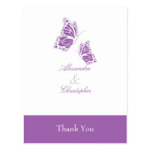 Simple Violet Butterfly Thank You Post Card