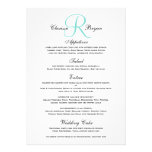 Simple Wedding Menu with Blue Monogram Initial #2 Custom Announcements