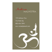 Simple Zen Yoga Om Calligraphy Silhouette Symbol Business Cards