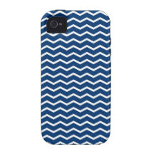 Simply Blue Chevron Pattern 1 in blue and white Case-Mate iPhone 4 Case