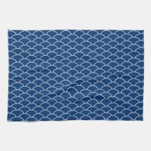 Simply Blue Japanese Wave Pattern Kitchen Towel