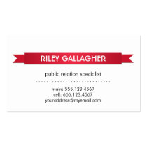 Simply bold red ribbon banner contemporary style business cards