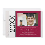 Simply Classic Graduation: Red & Grays Personalized Announcements