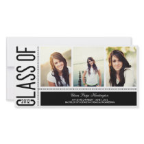 Simply Cool Graduation Announcement Black Personalized Photo Card