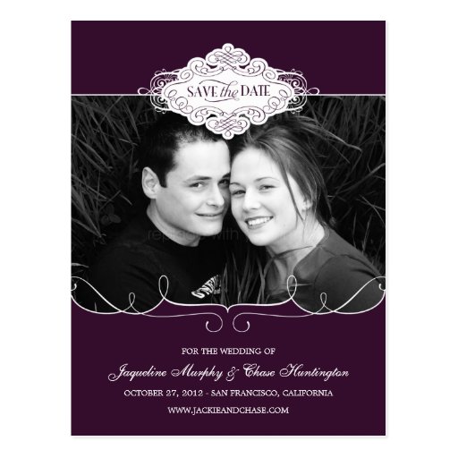 Simply Couture Save The Date Postcard - Purple