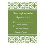 Simply Dazzling Damask RSVP Card, Olive Green Business Cards