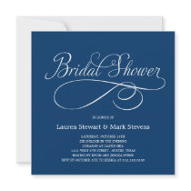 Simply Elegant Bridal Shower Invitation Navy