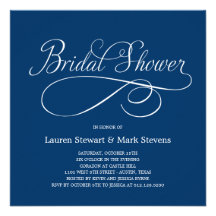 Simply Elegant Bridal Shower Invitation Navy