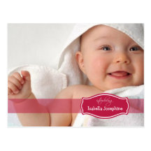 Simply Elegant (cranberry) Baby Birth Announcement Postcard
