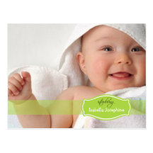 Simply Elegant (lime) Baby Birth Announcement Postcard