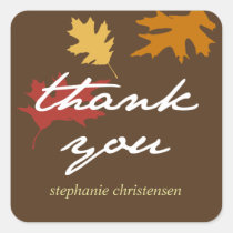 Simply fall leaves autumn brown thank you gift tag stickers