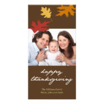 Simply fall leaves happy thanksgiving family photo custom photo card