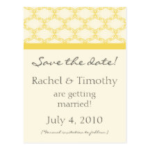 Simply Glamourous Save the Date Postcard, Yellow