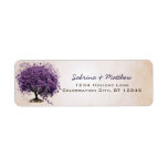 Simply Peachy Purple Heart Leaf Tree Wedding Label