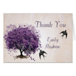 Simply Peachy Purple Heart Tree Wedding Thank You Cards