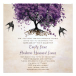 Simply Peachy Purple Vintage Heart Leaf Tree Announcements