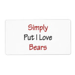 Simply Put I Love Bears Personalized Shipping Labels
