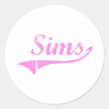 Sims Last Name Classic Style Round Sticker