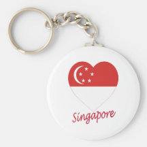 Singapore Flag Heart Key Chains