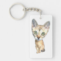 Singapura Caricature Rectangular Acrylic Key Chain