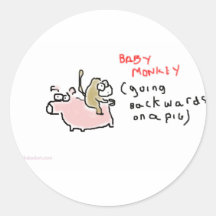 Singe de bébé (montant vers l'arrière sur un porc) autocollants