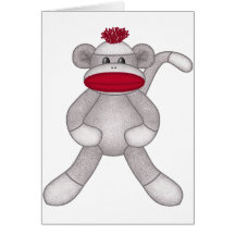 Singe de chaussette cartes de vœux