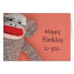Singe de chaussette de joyeux anniversaire cartes de vœux