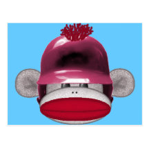 Singe de chaussette du base-ball carte postale