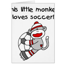 Singe de chaussette du football cartes de vœux
