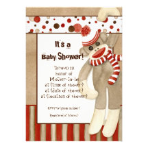 Singe de chaussette, invitation de baby shower de 