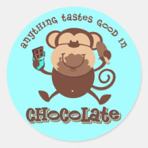 Singe de chocolat adhésifs ronds