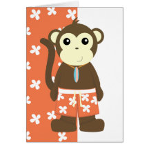Singe de surf cartes de vœux