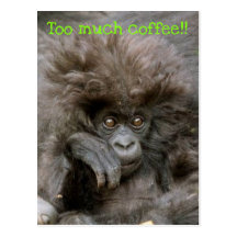 Singe fou de cheveux trop de carte postale de café