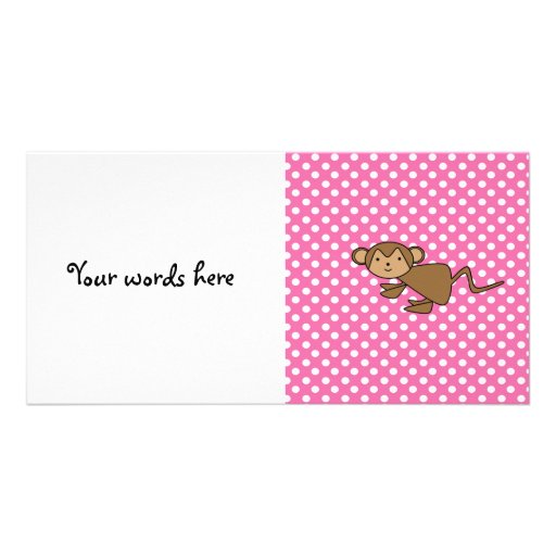Singe sur le pois rose carte avec photo