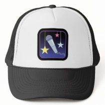 singer's microphone and stars design trucker hat