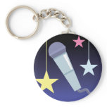 singer's microphone and stars design keychains