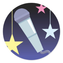 singer's microphone and stars design stickers