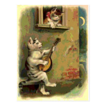 Singing Cat, vintage style Postcards