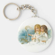 Singing Christmas Angels Keychain