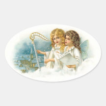 Singing Christmas Angels Stickers