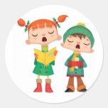 Singing Christmas Carols Round Stickers