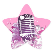 singing diva vintage microphone stars and swirls stickers