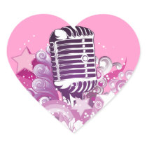 singing diva vintage microphone stars and swirls stickers