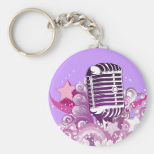 singing diva vintage microphone vector keychains
